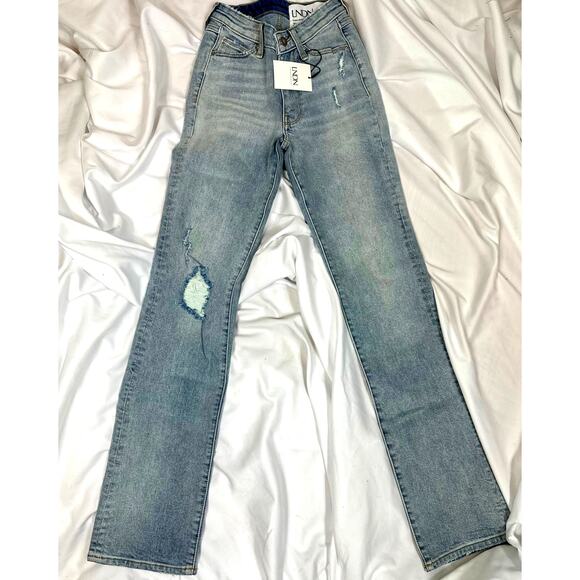 LNDN Landon Denim High Rise Straight Leg Distressed Jeans 24" Waist - Picture 5 of 16